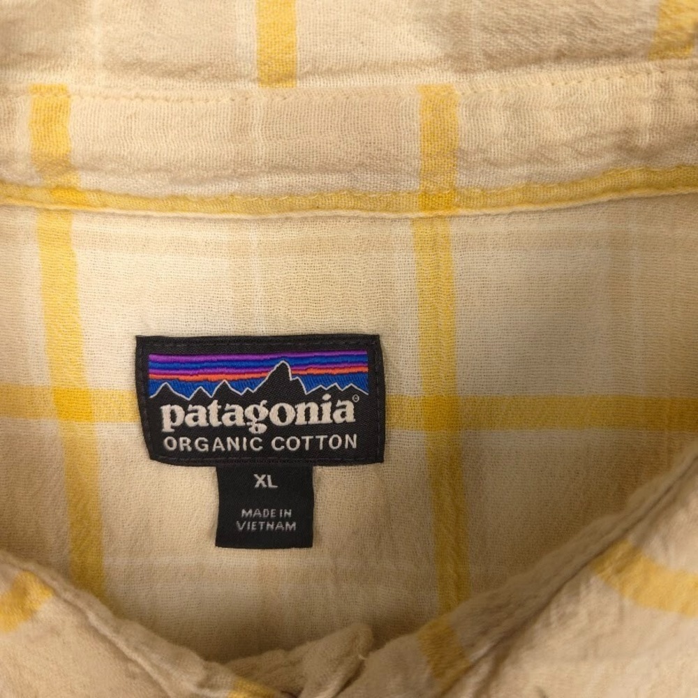 Patagonia Mens Organic Cotton Shirt XL Yellow Plaid Short Sleeve Western Style - Picture 2 of 12